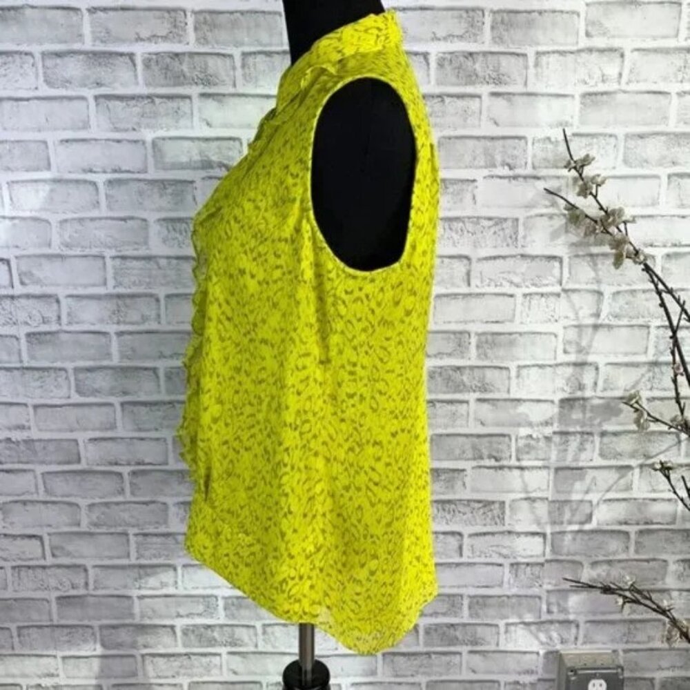 Cabi Reign Chartreuse Sleeveless Ruffle Top Shirt Blouse XL - Picture 2 of 4